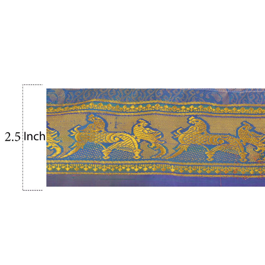 Sanskriti Vintage 1 Yd Trim Sari Border Woven Brocade Craft Sewing Blue Lace