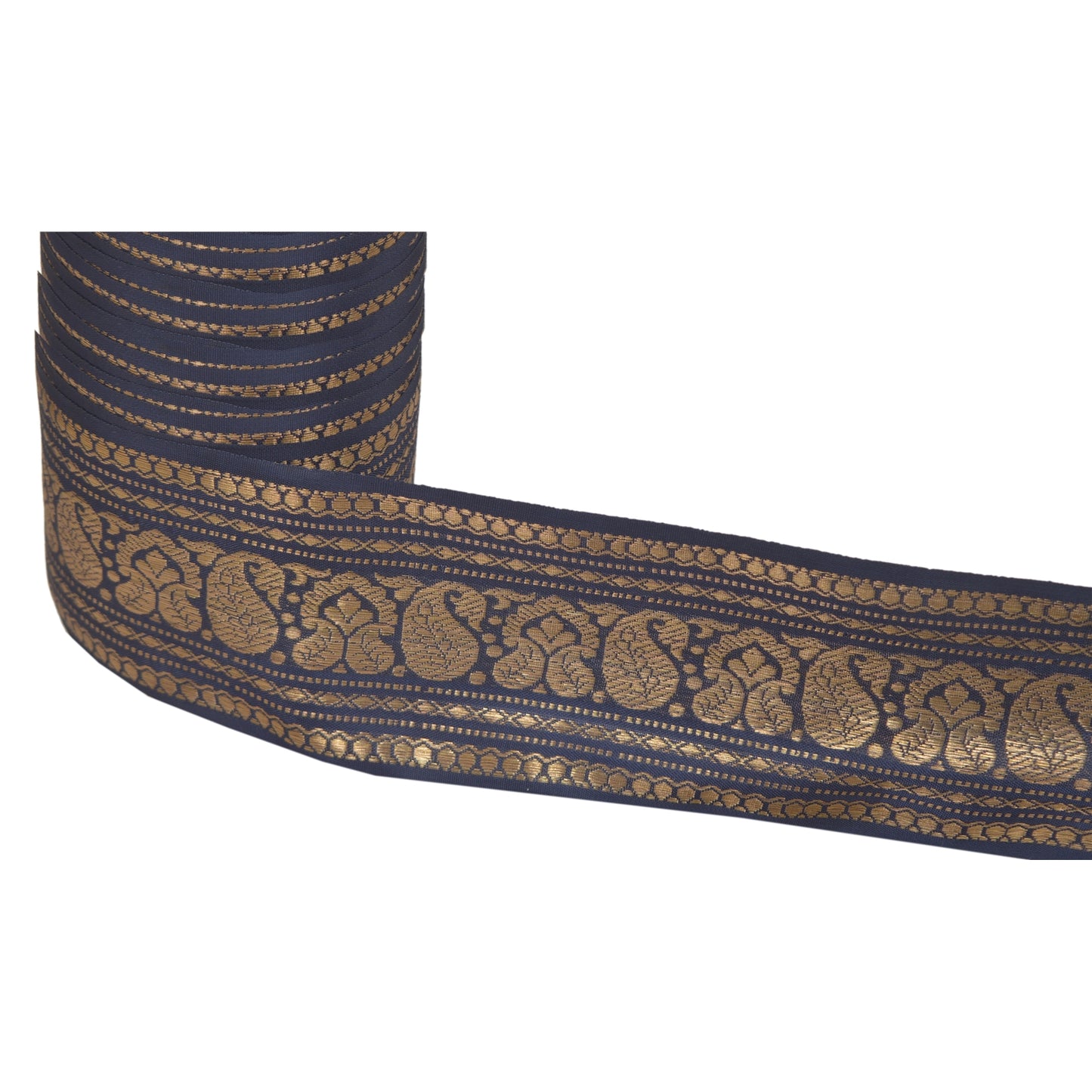 Sanskriti Vintage 1 Yd Sari Border Woven Brocade Trim Blue Craft Blue Lace