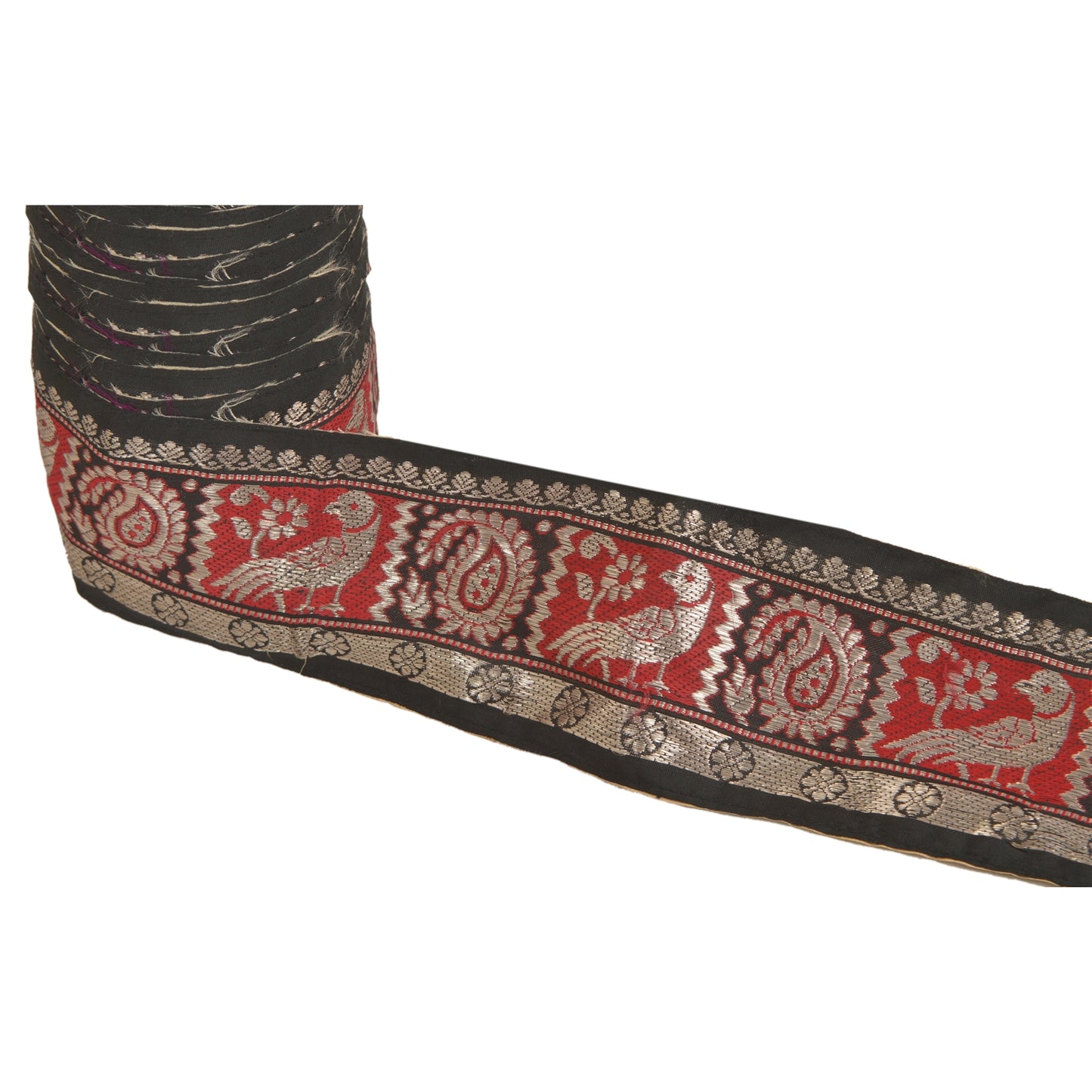 Sanskriti Vintage 1 Yd Sari Border Woven Brocade Trim Black Craft Black Lace
