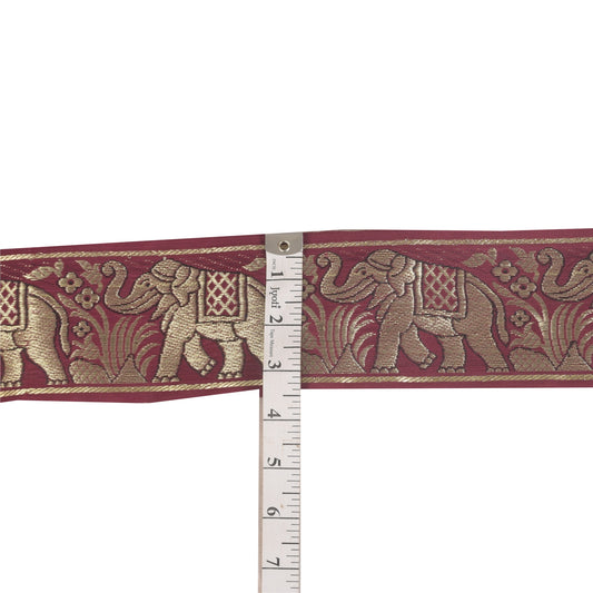 Sanskriti Vintage 1 YD Sari Border Hand Woven Trim Sewing Craft Red Decor Lace