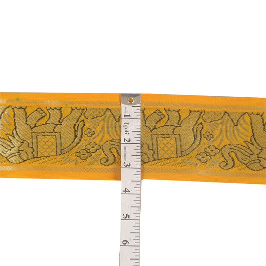 Sanskriti Vintage 1 Yard Sari Border Hand Woven Trim Sewing Craft Yellow Lace