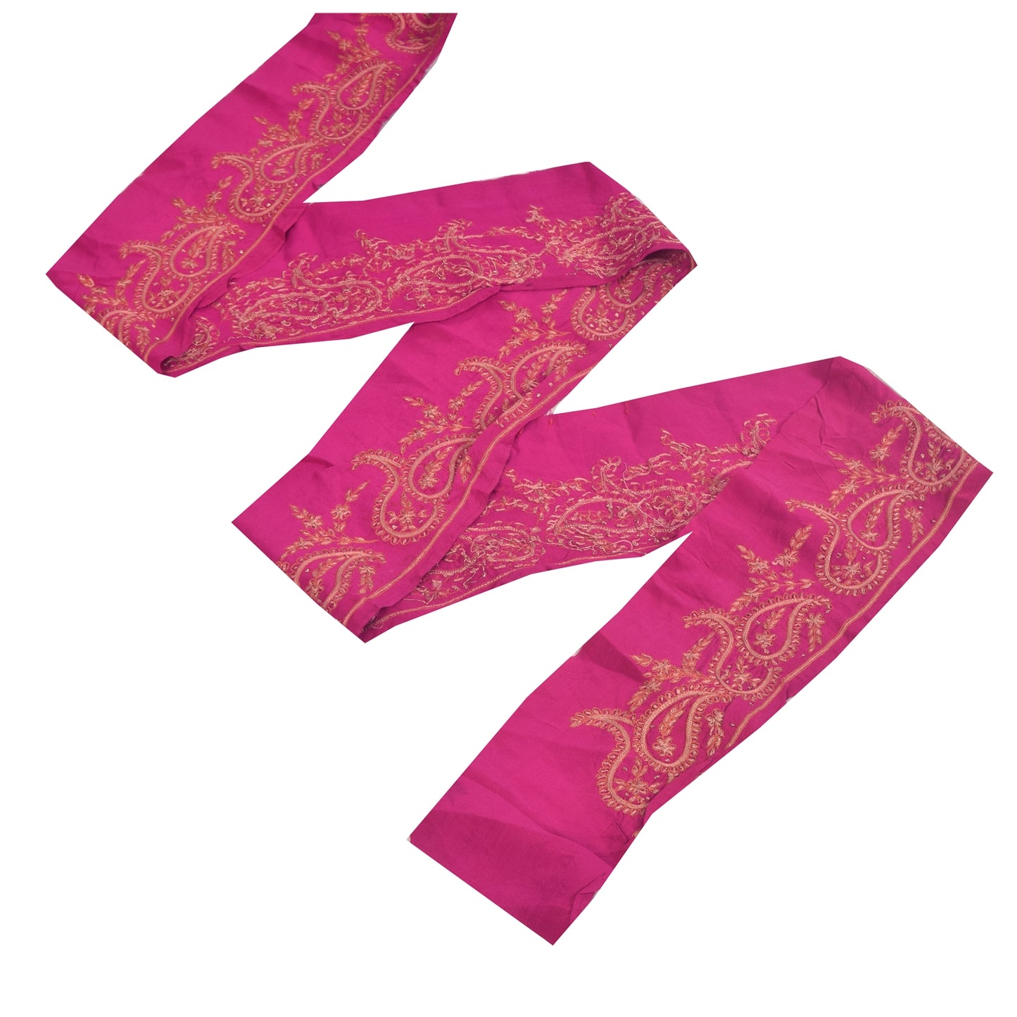 Sanskriti Vintage 1 YD Sari Border Hand Embroidered Trim Sewing Craft Pink Lace