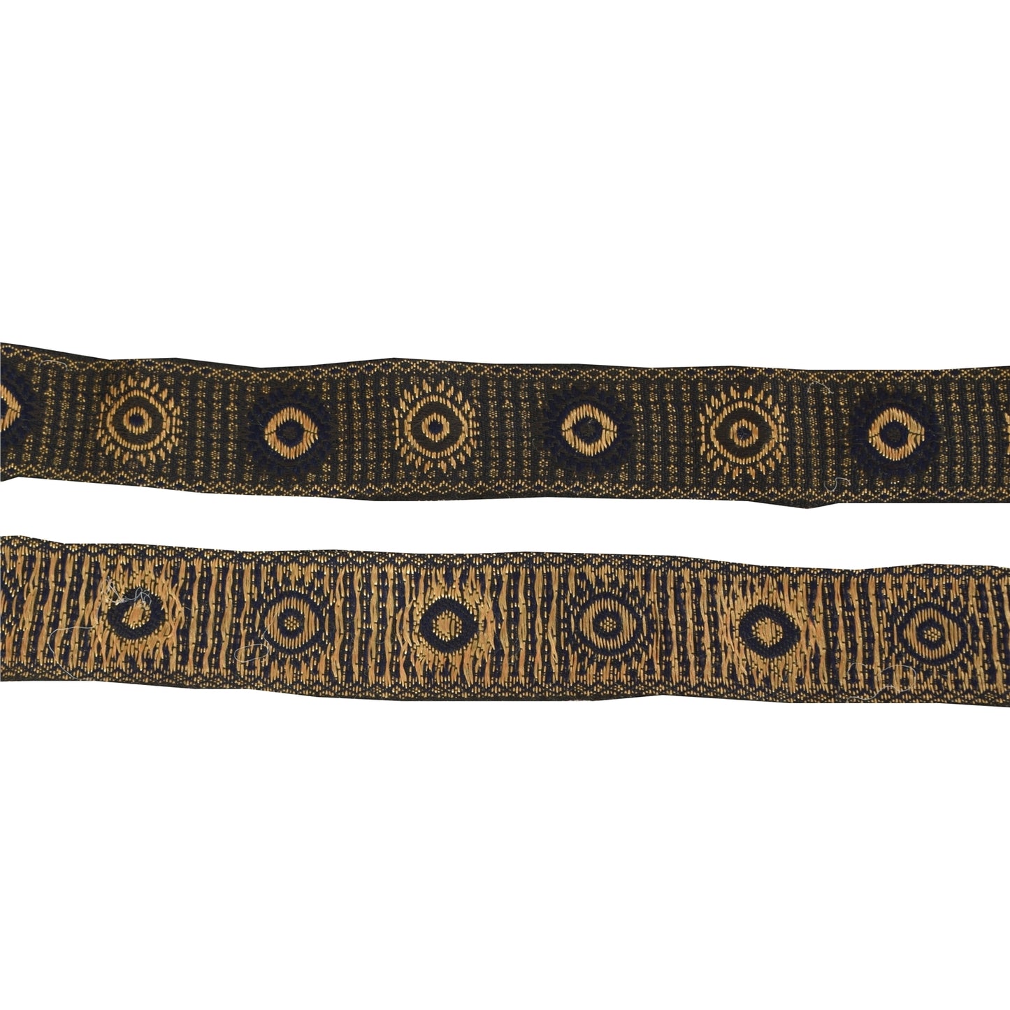 Sanskriti Vintage Sari Border 1YD Cotton Woven Craft Trim Black Lace 1.4w Ribbon
