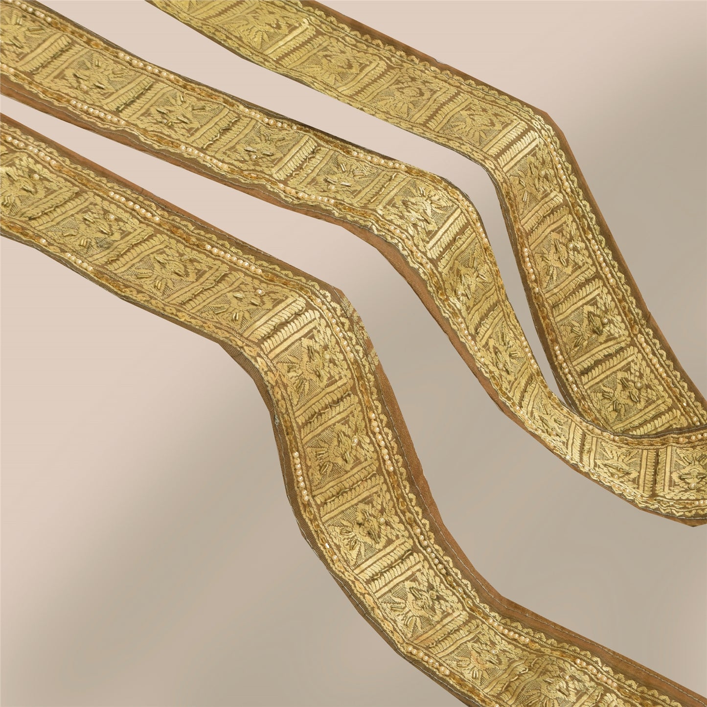 Sanskriti Vintage 1 YD Sari Border Hand Woven/Beaded Zardozi Trim Craft Lace