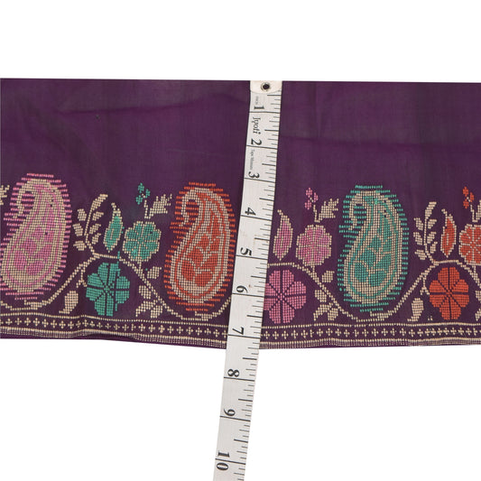 Sanskriti Vintage 1 YD Sari Border HandWoven Trim Sewing Craft Purple Decor Lace
