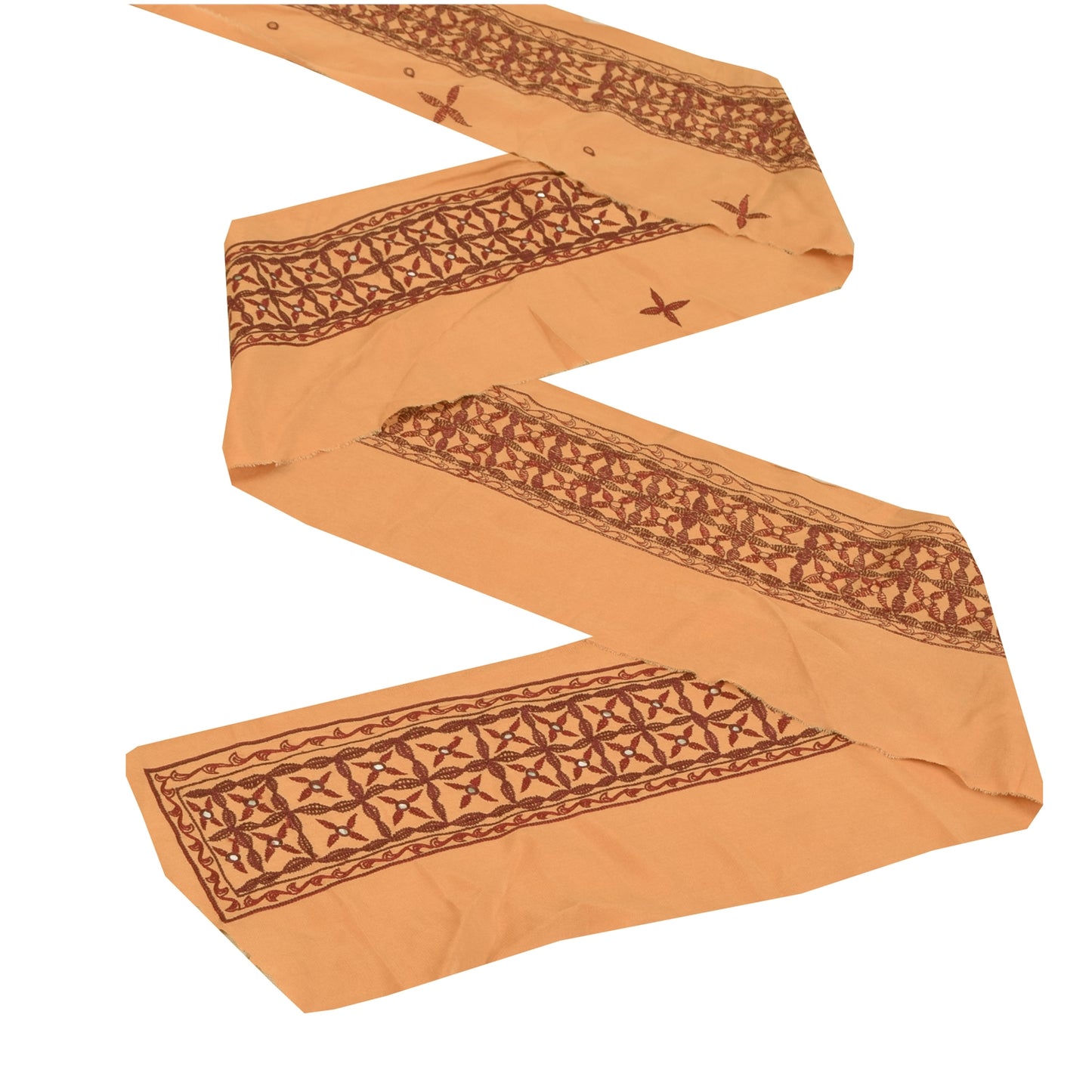 Sanskriti Vintage 1 YD Sari Border Hand Embroidered Trim Sewing Craft Peach Lace