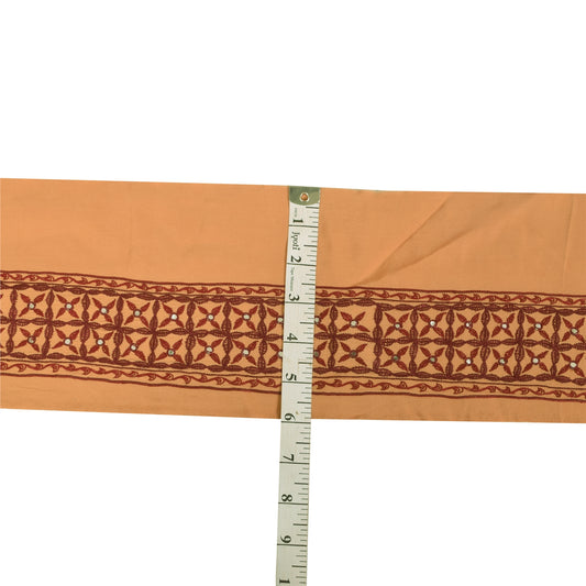 Sanskriti Vintage 1 YD Sari Border Hand Embroidered Trim Sewing Craft Peach Lace