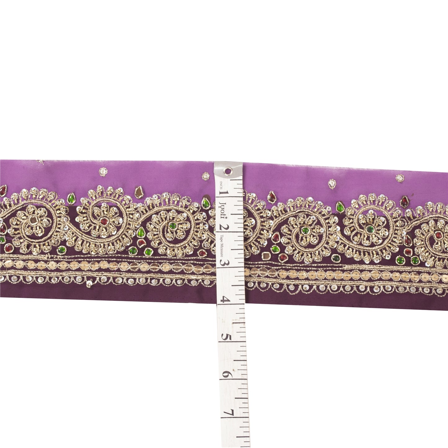 Sanskriti Vintage Sari Border Hand Beaded Zardozi 1 YD Trim Sewing Purple Lace