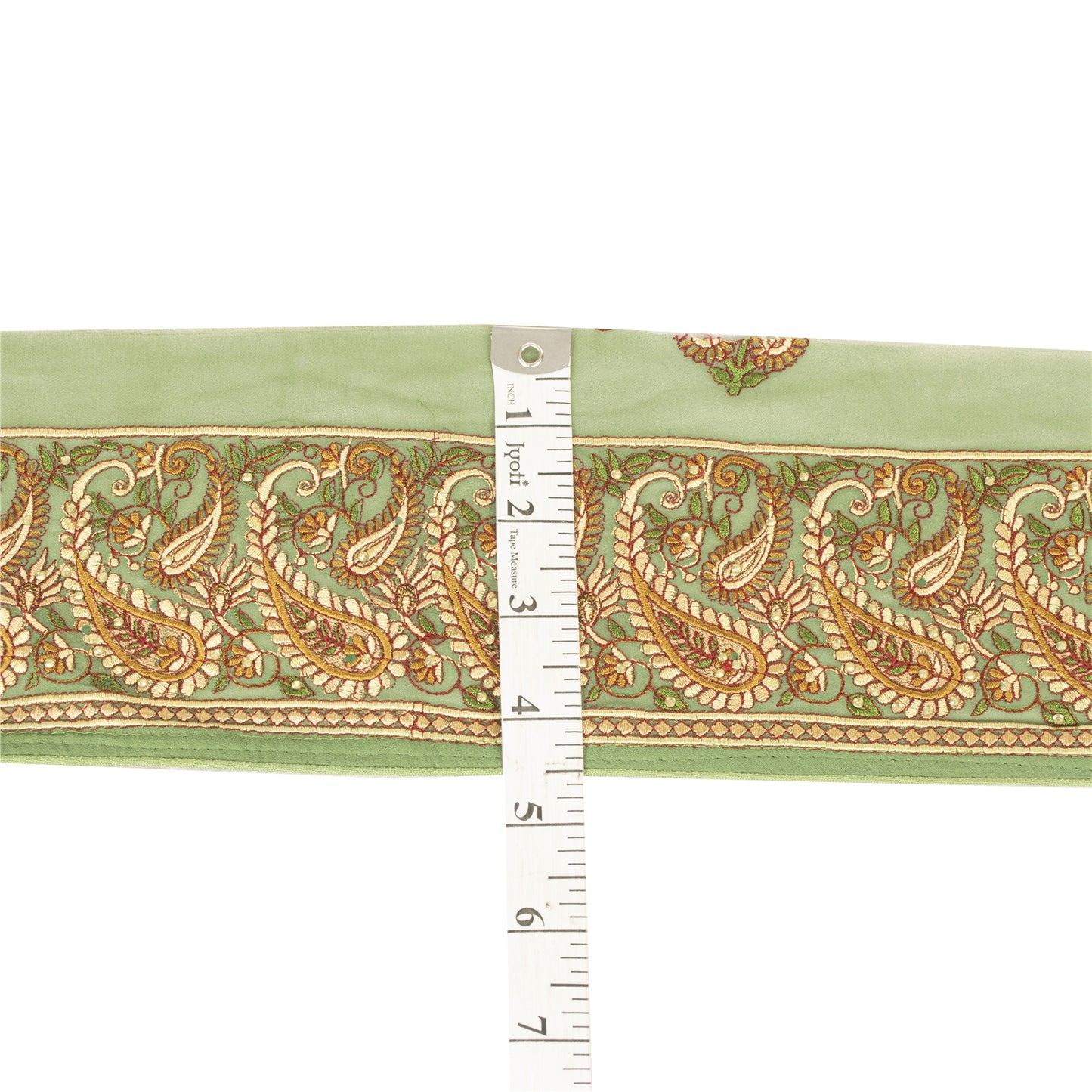 Sanskriti Vintage Sari Border Embroidered 1 YD Trim Sewing Craft Green 4.5W Lace