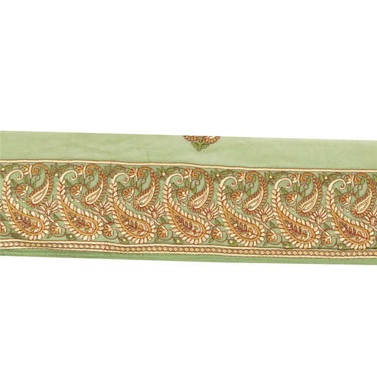 Sanskriti Vintage Sari Border Embroidered 1 YD Trim Sewing Craft Green 4.5W Lace
