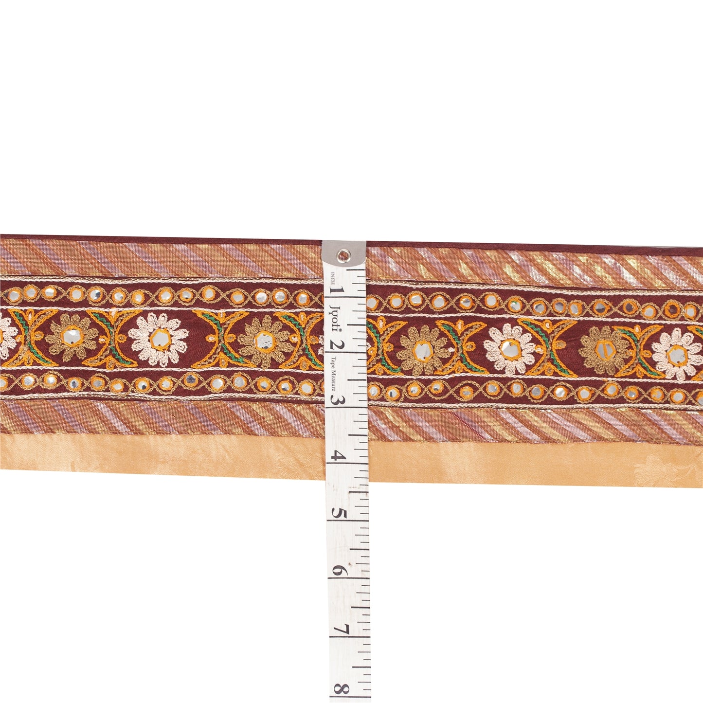 Sanskriti Vintage Craft Trims 1YD Saree Border Brown Embroidered Sari 4.2W Lace