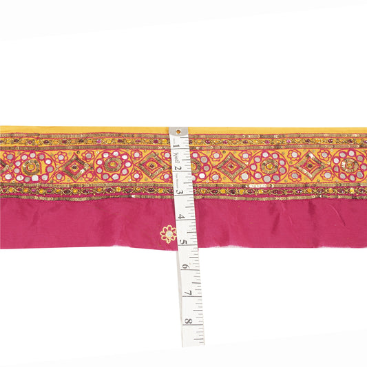 Sanskriti Vintage 1 YD Sari Border Hand Beaded Trim Sewing Craft Pink Decor Lace