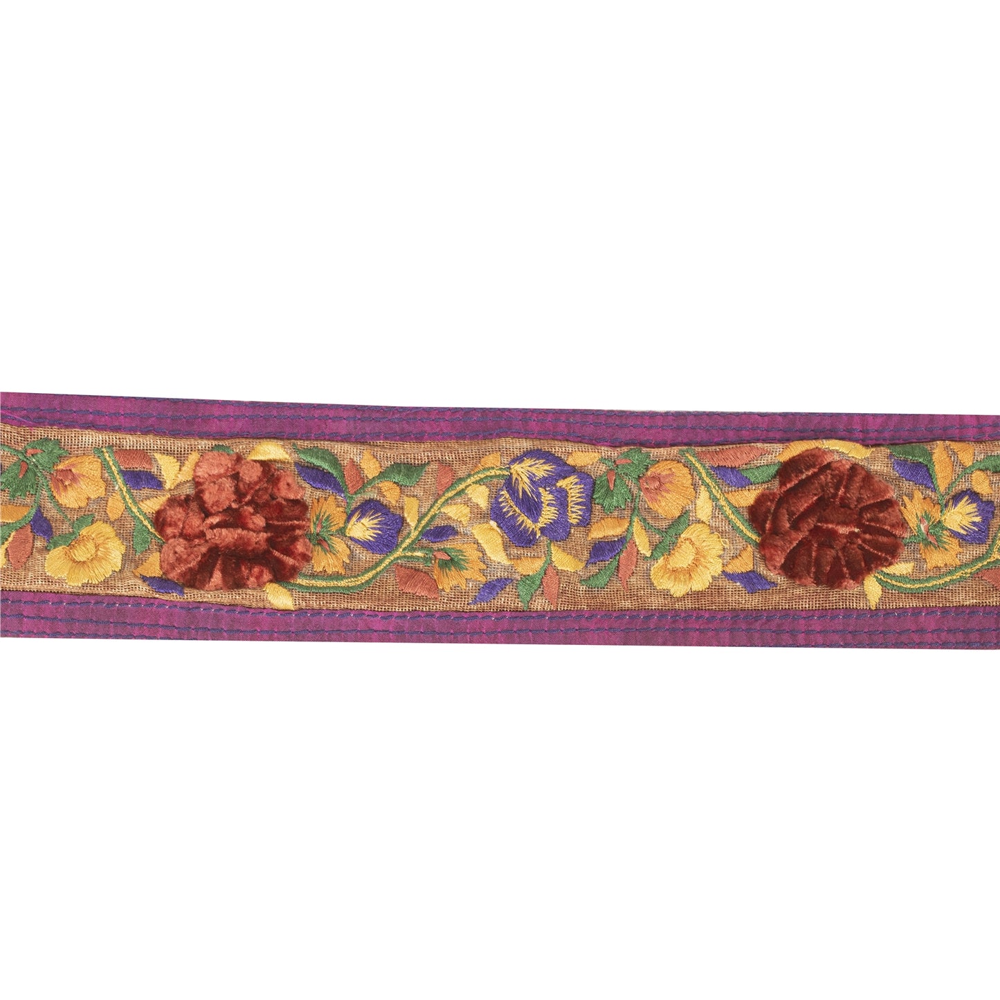 Sanskriti Vintage Sari/Saree Border Embeoidered Floral 1 YD Trim Pink 2.5W Lace