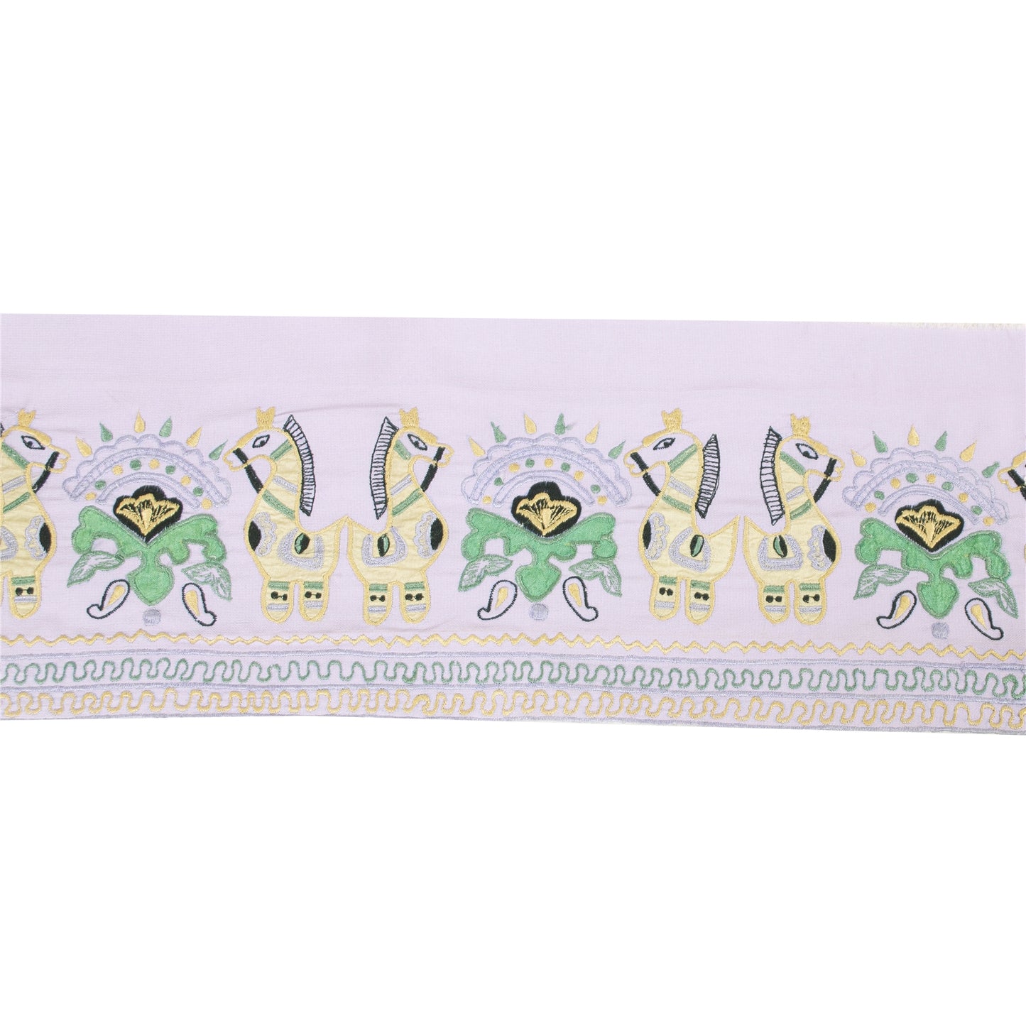 Sanskriti Vintage Sari Border Embroidered Peacock Patch Work 1YD Trim Lilac Lace