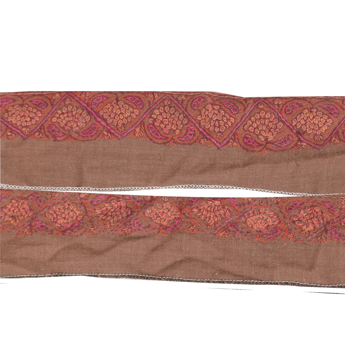 SANSKRITI VINTAGE SARI BORDER HAND BEADED CRAFT TRIMS LACE 4W ZARI FLORAL GREEN