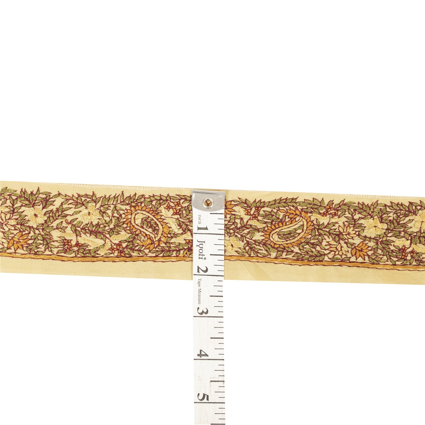 Sanskriti Vintage Sari Border Hand Embroidered Craft 1YD Sewing Cream Trims Lace