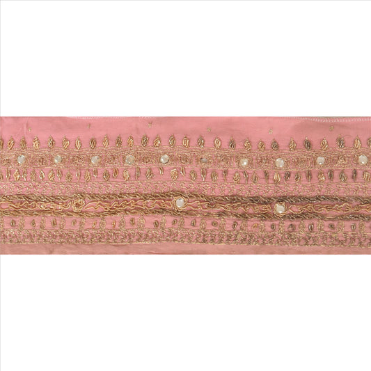 Sanskriti Vintage Sari Border Hand Beaded 1 Yd Indian Trim Sewing Peach Lace