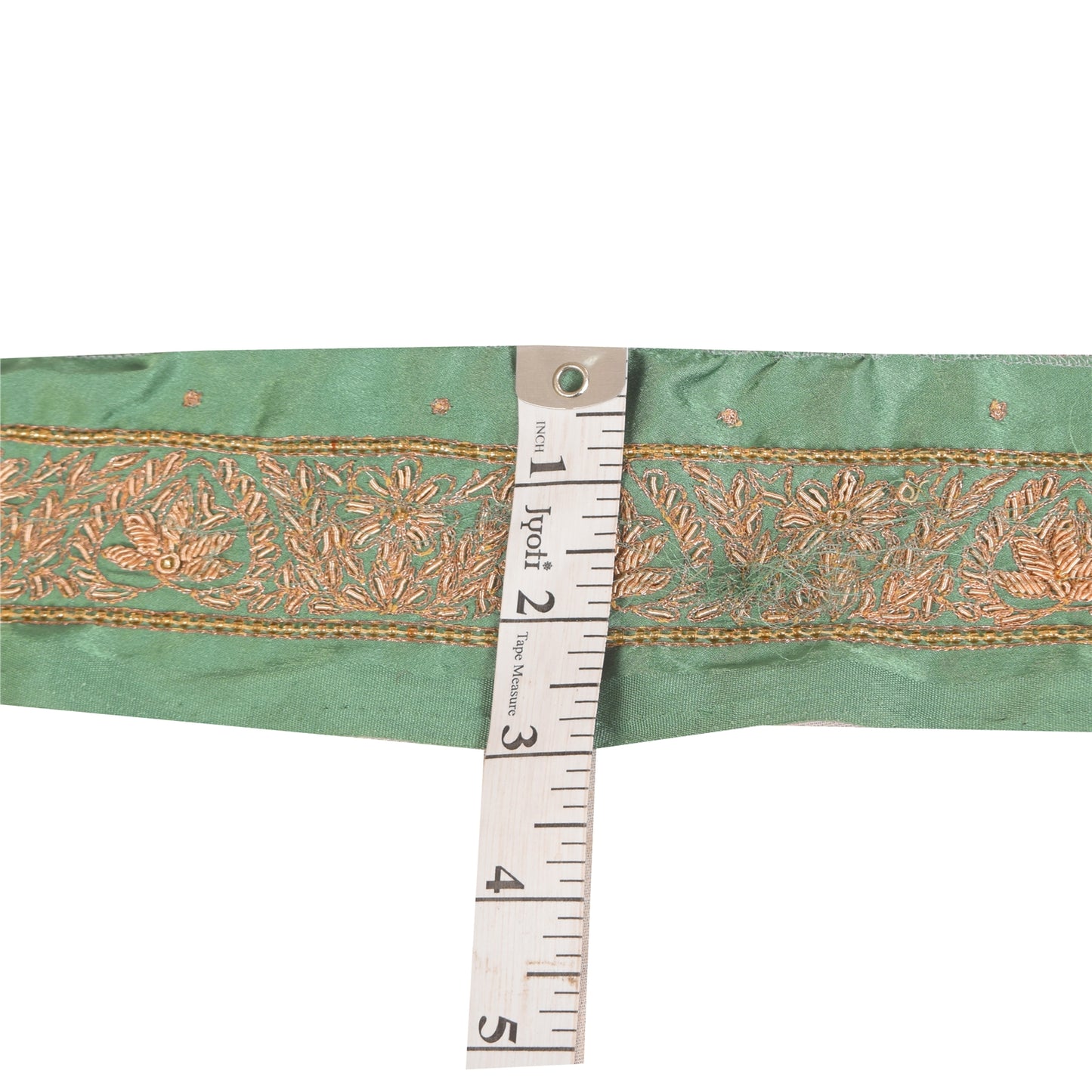 Sanskriti Vintage Sari Border Hand Beaded Zardozi 1 YD Trim 4.5 W Blue Lace Deco