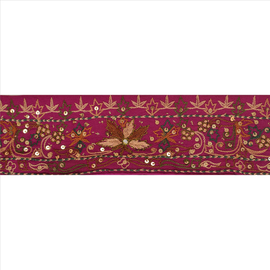 Sanskriti Vintage Sari Kant Antik Perlebesat 1 Yard Indisk Kant Syning Lilla Blonde