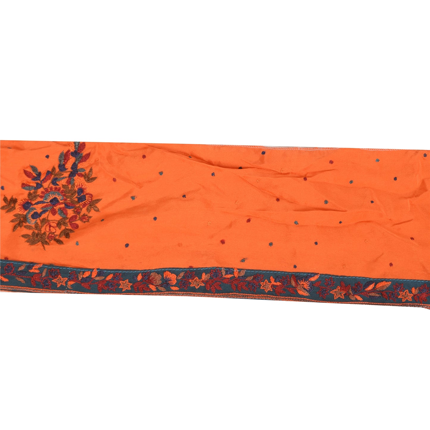Sanskriti Vintage Sari/Saree Border Hand Embroidery 1 YD Trim Orange Patch Lace