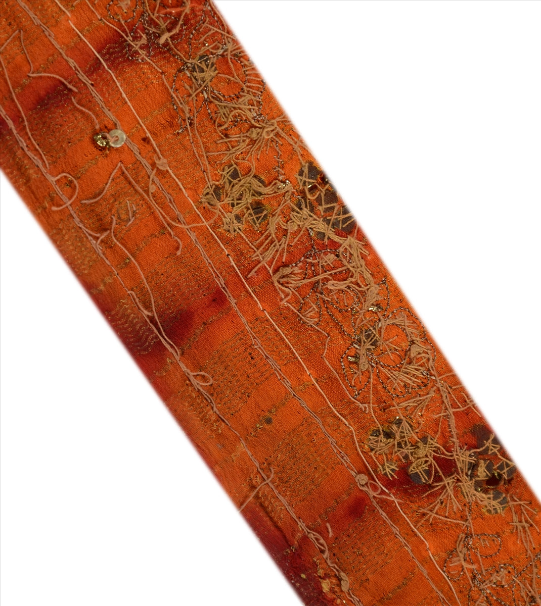 Sanskriti Vintage Sari Kant Håndperlet Håndværkskanter Zari Blonde 1 Yard Ren Silke