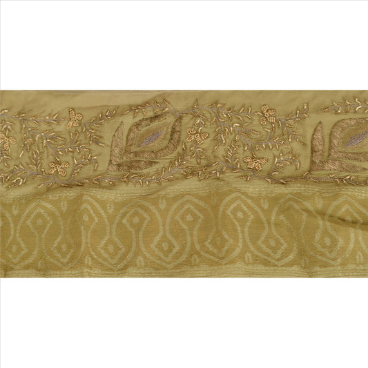 Sanskriti Vintage Sari Kant Håndbroderet Vævet 1 Yard Kant Syning Grøn Blonde