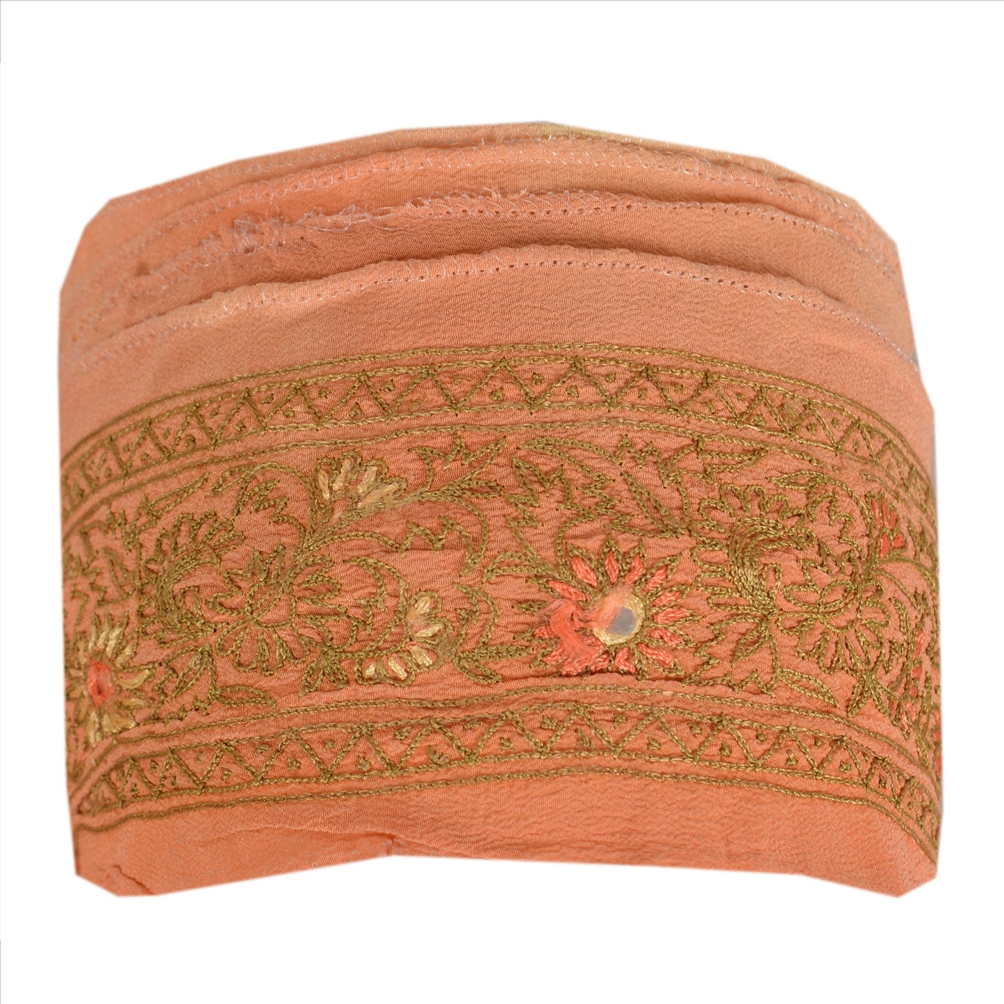 Санскрити Винтаж Сари Кайма Вышитая вручную 1 Ярд Отделка Шитье Персиковое Кружево