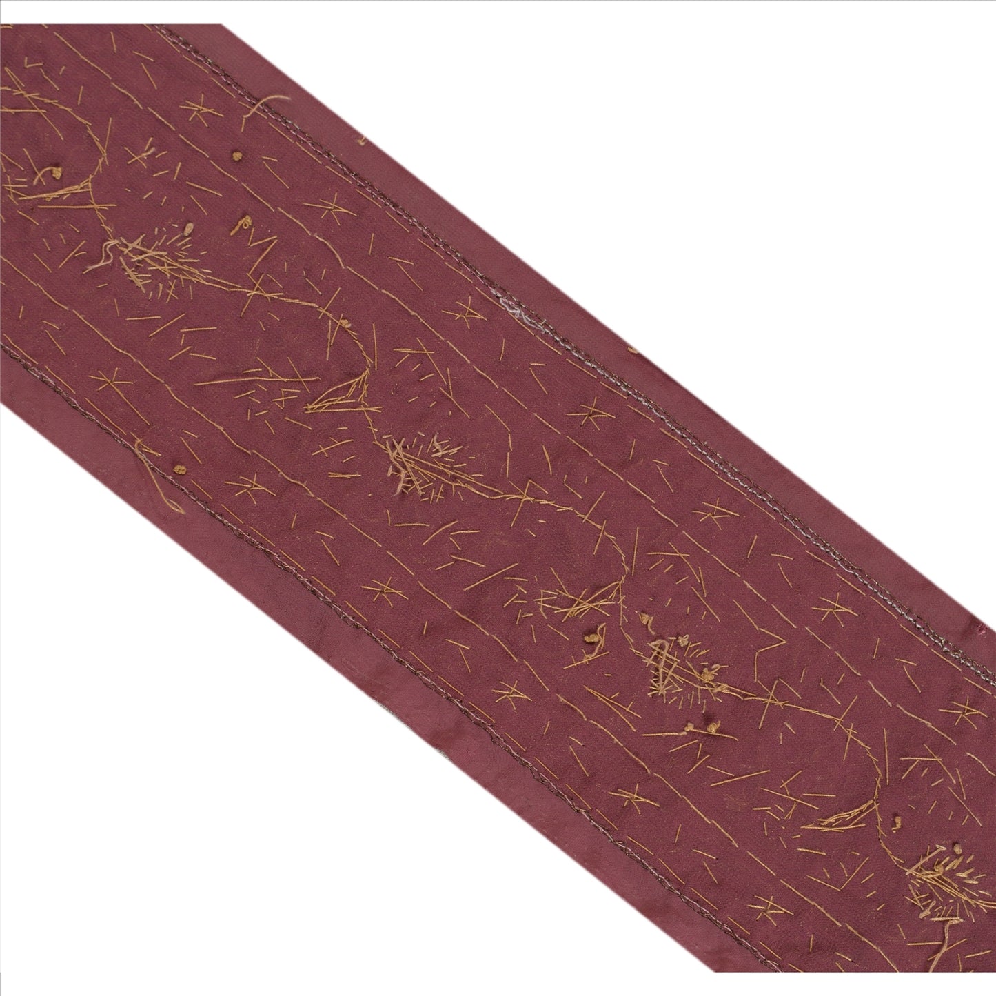 Sanskriti Vintage Sari Border Hand Beaded Woven 1Yd Trim Sewing Purple Lace