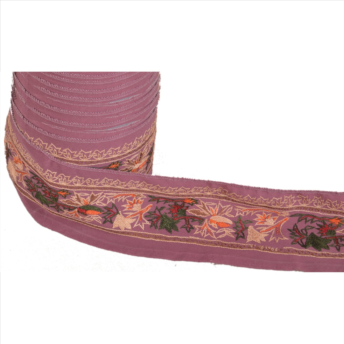 Sanskriti Vintage Sari Border Embroidered 1YD Indian Trim Sewing Purple Lace