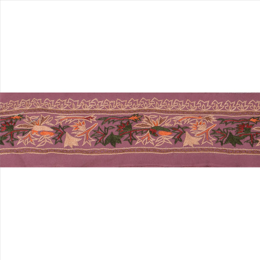 Sanskriti Vintage Sari Border Embroidered 1YD Indian Trim Sewing Purple Lace