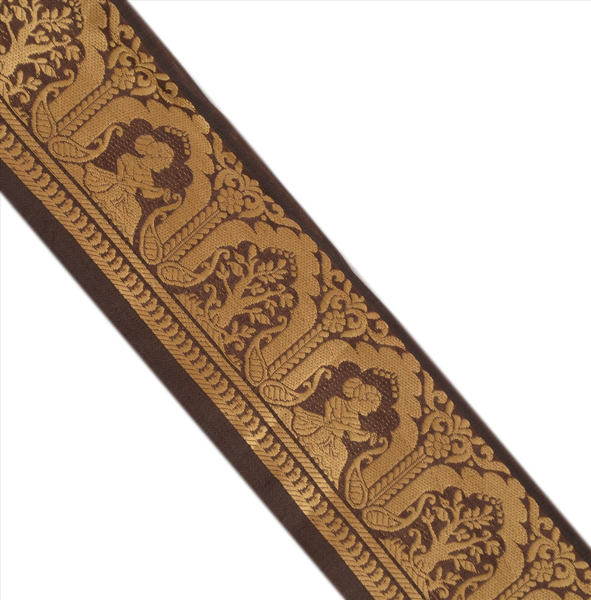 Sanskriti Vintage 1 Yard Trim Brown Sari Border Brocade Craft Sewing Lace