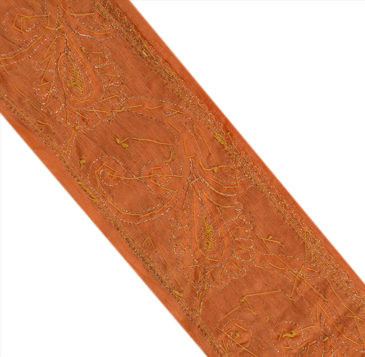 Sanskriti Vintage Sari Border Hand Beaded Woven Craft Trims Lace 1YD Pure Silk