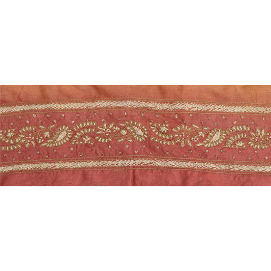 Sanskriti Vintage Sari-kant Håndbroderet 1 Yard Kantbånd Blonde 2,2W Ren Silke