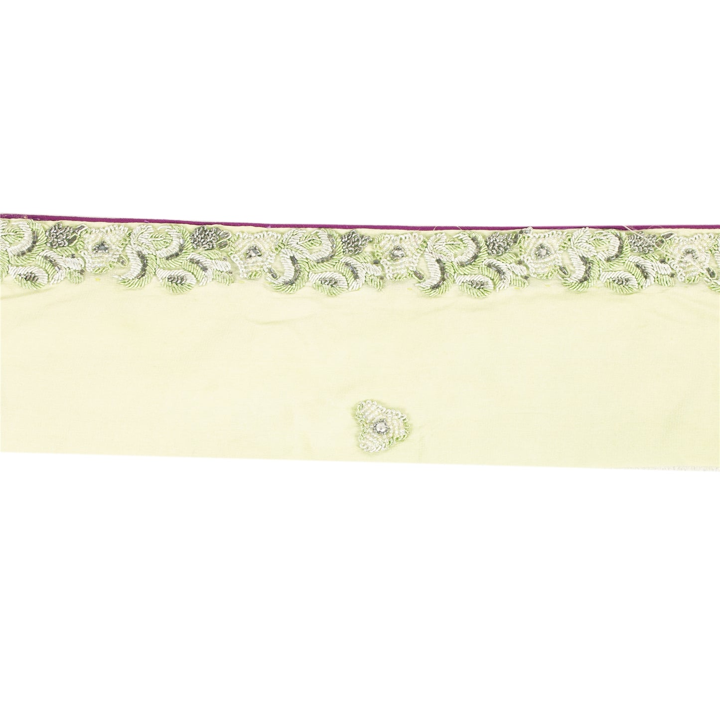 Sanskriti Vintage Sari Sari Border Hand Beaded 1 YD Craft Trim Green Indian Lace