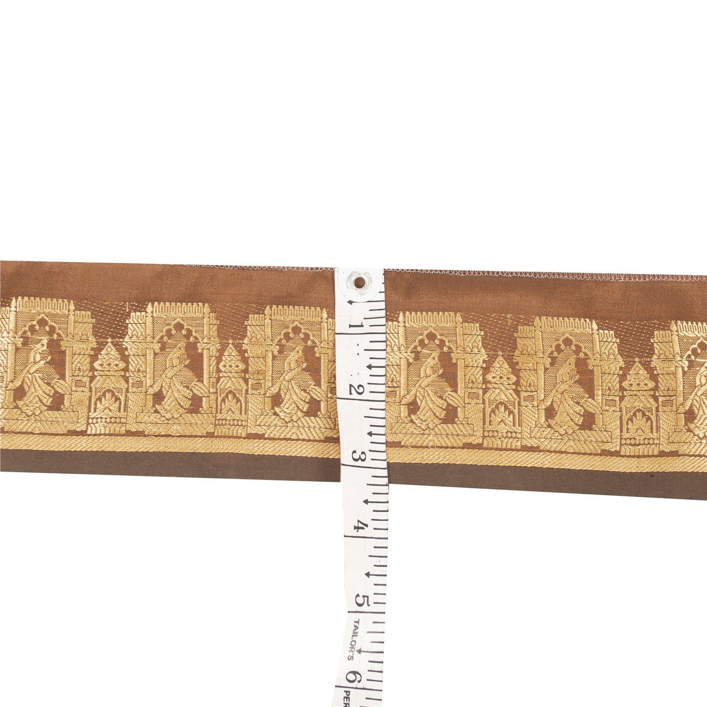 Sanskriti Vintage 1 YD Trim Sari Border Woven Baluchari Brown Sewing Lace 3.2W