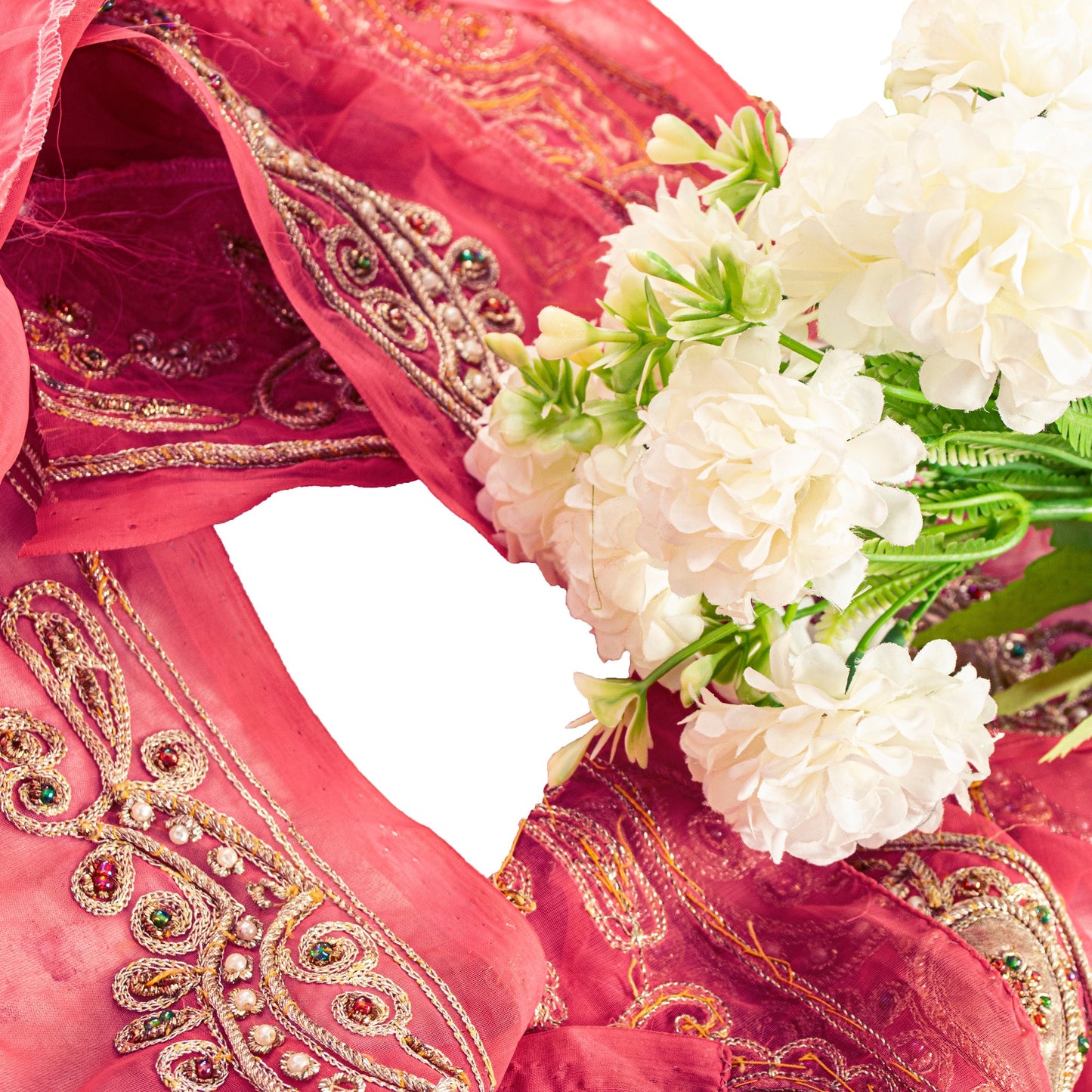 SANSKRITI VINTAGE SAREE BORDER HAND BEADED 1YD TRIM PATCH WORK LACE 2.5W PINK