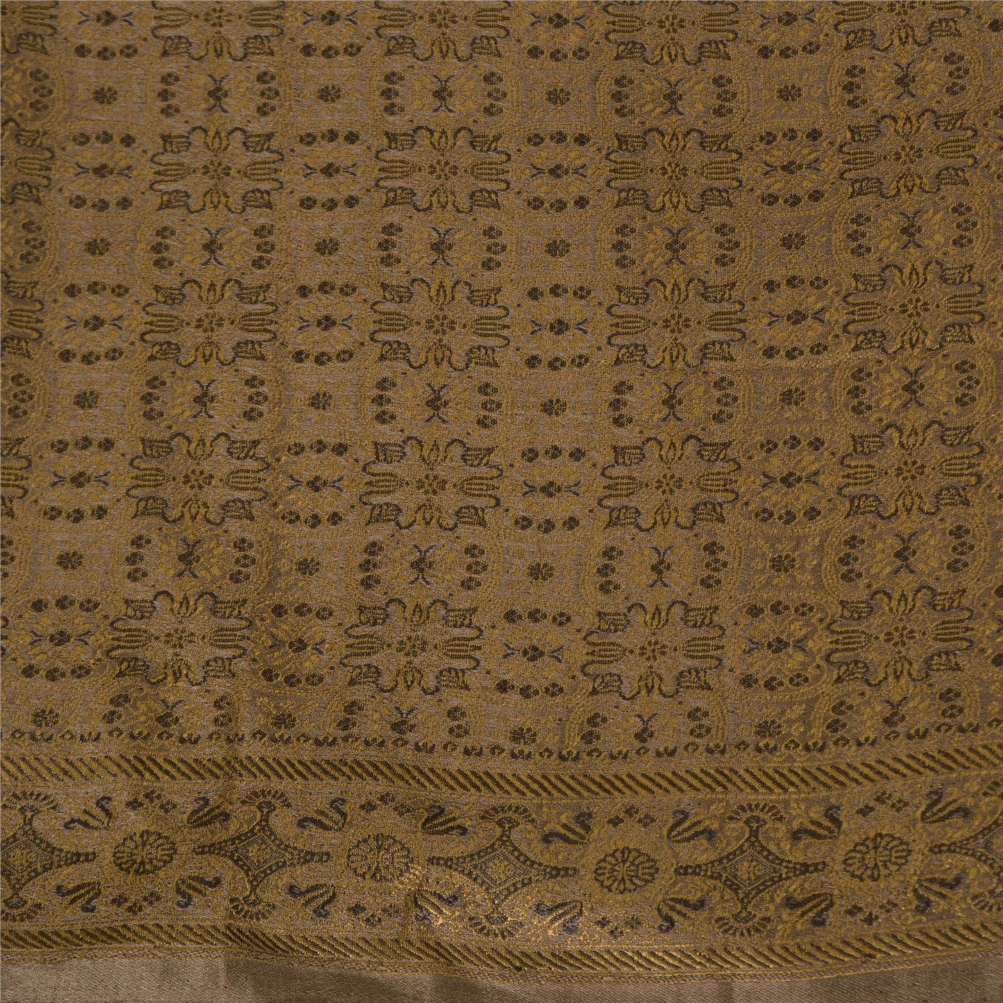 Sanskriti Vintage Sarees Wedding Brown WovenBanarasi Pure Satin Silk Sari Sustainable Fabric