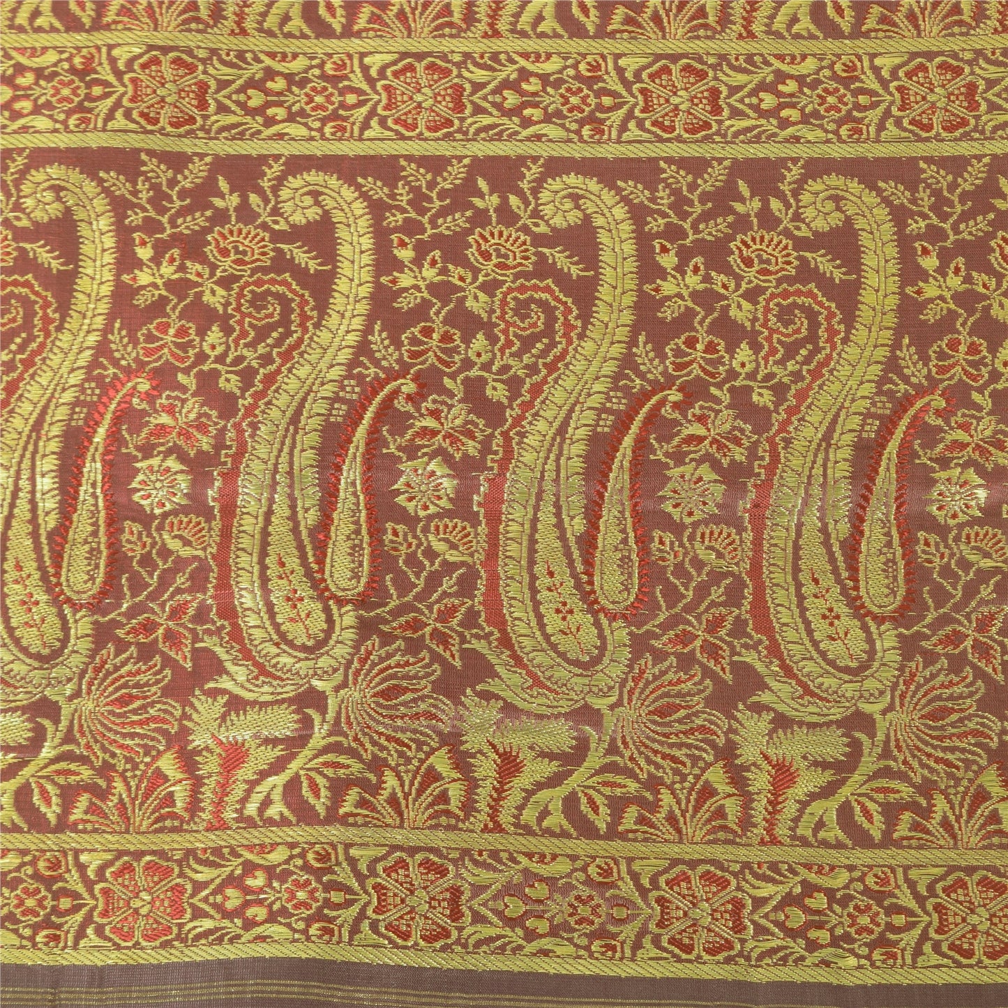 Sanskriti Vintage Lilac Sarees Pure Silk Brocade/Banarasi Woven Sari 5yd Sustainable Fabric