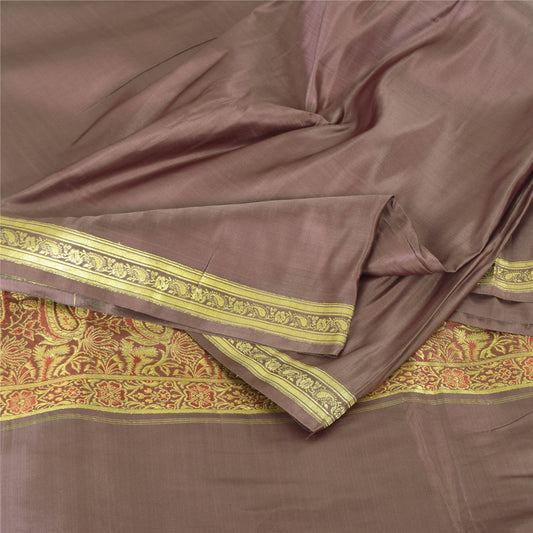 Sanskriti Vintage Lilac Sarees Pure Silk Brocade/Banarasi Woven Sari 5yd Sustainable Fabric