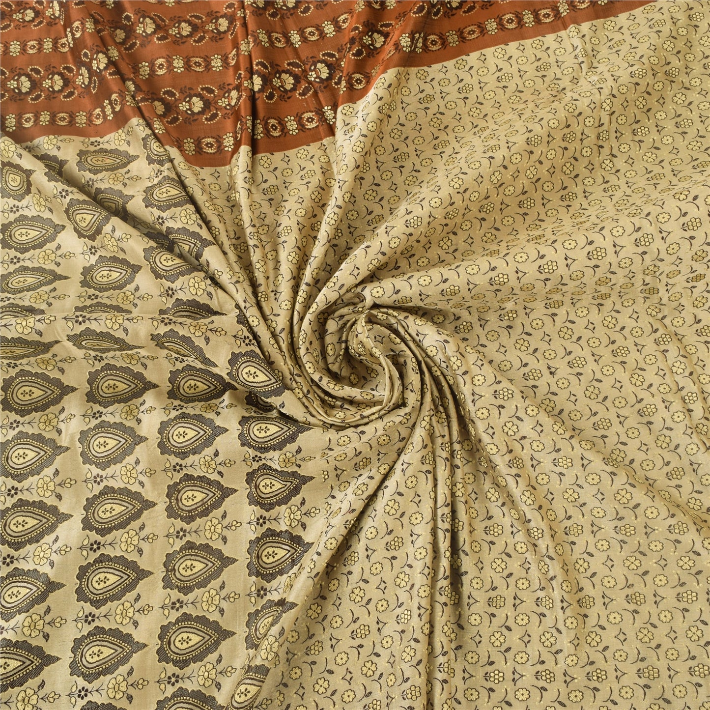 Sanskriti Vintage Indian Sarees Pure Satin Silk Woven Banarasi Sari Craft Sustainable Fabric