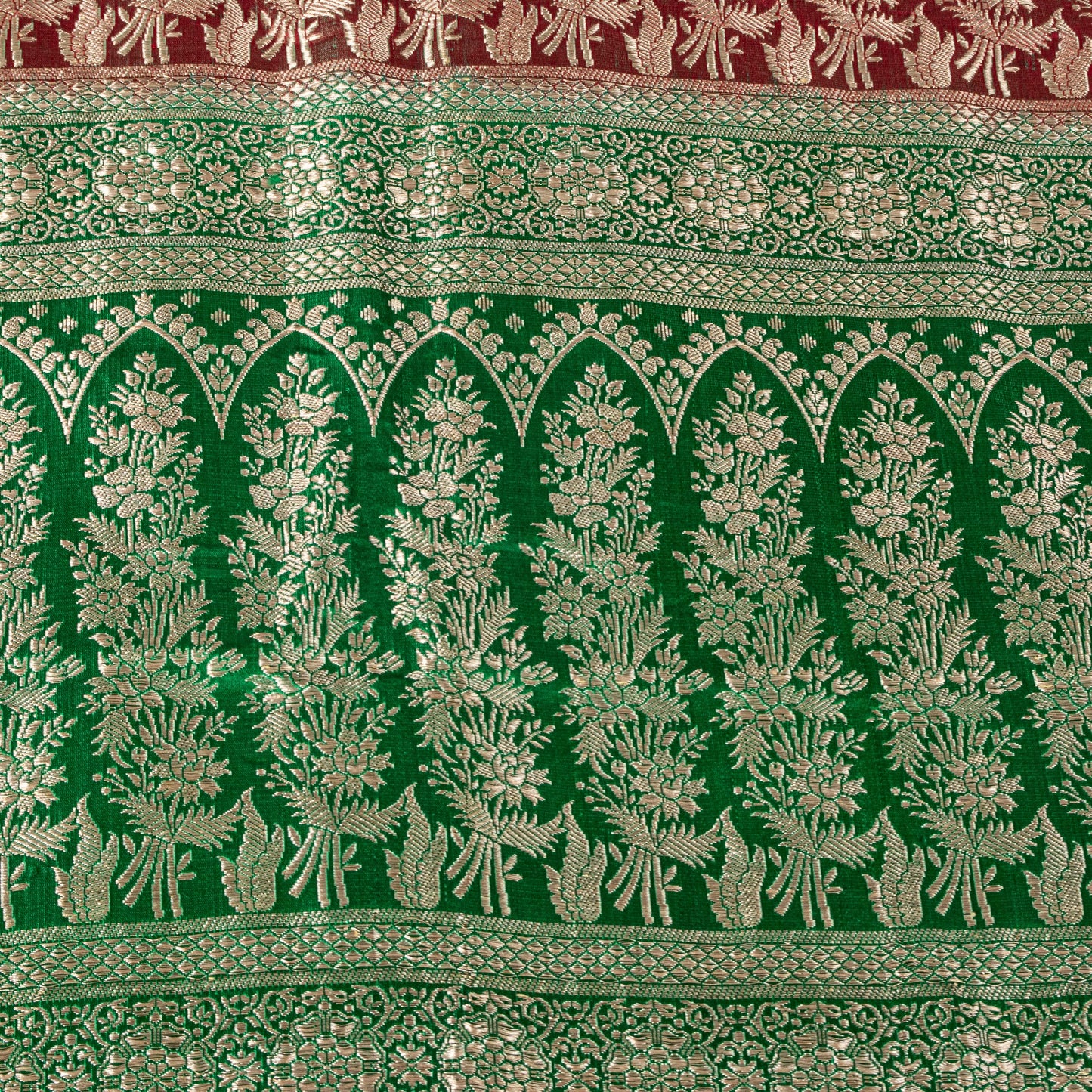 Sanskriti Vintage Soft Red Pure Silk Saree Banarasi Brocade Zari Hand-Woven 5+YD