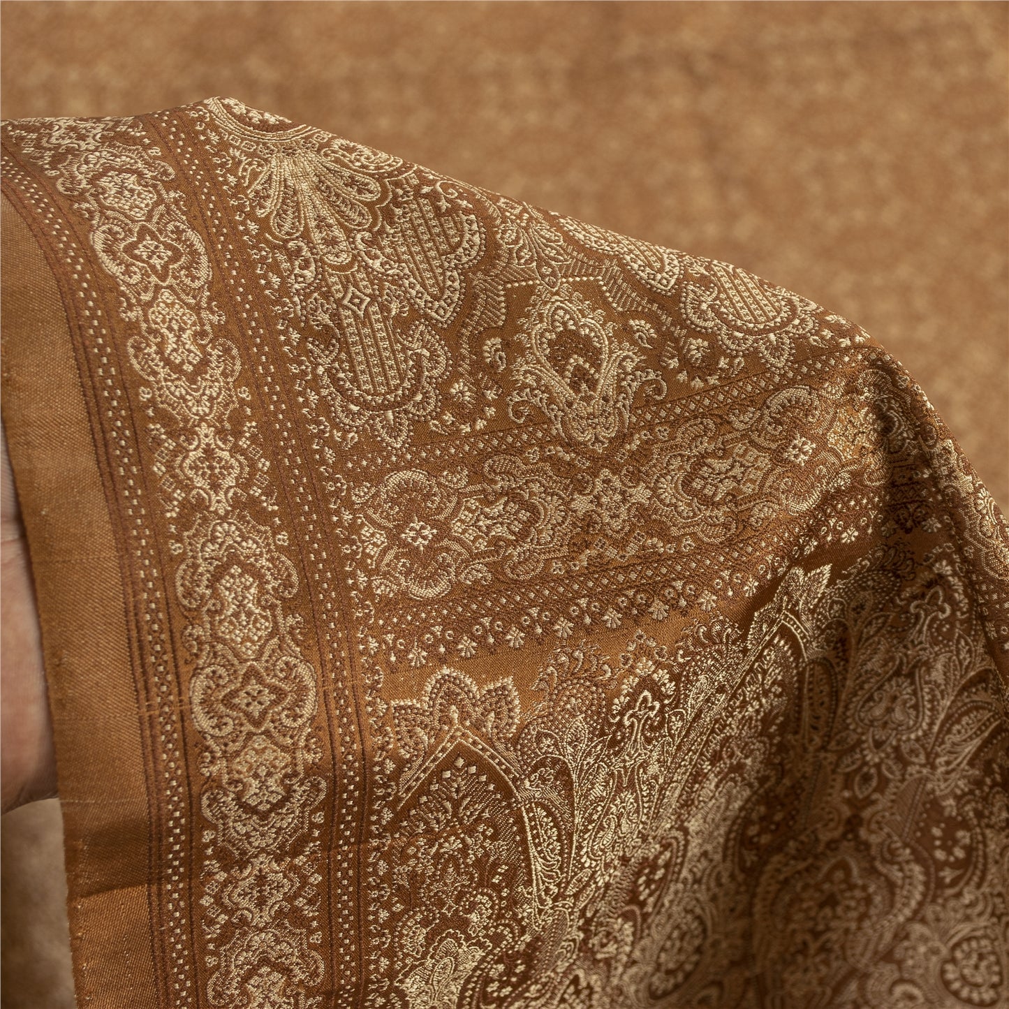 Sanskriti Vintage Sarees Brown Banarasi Brocade Woven Pure Satin Sari 5+ydFabric