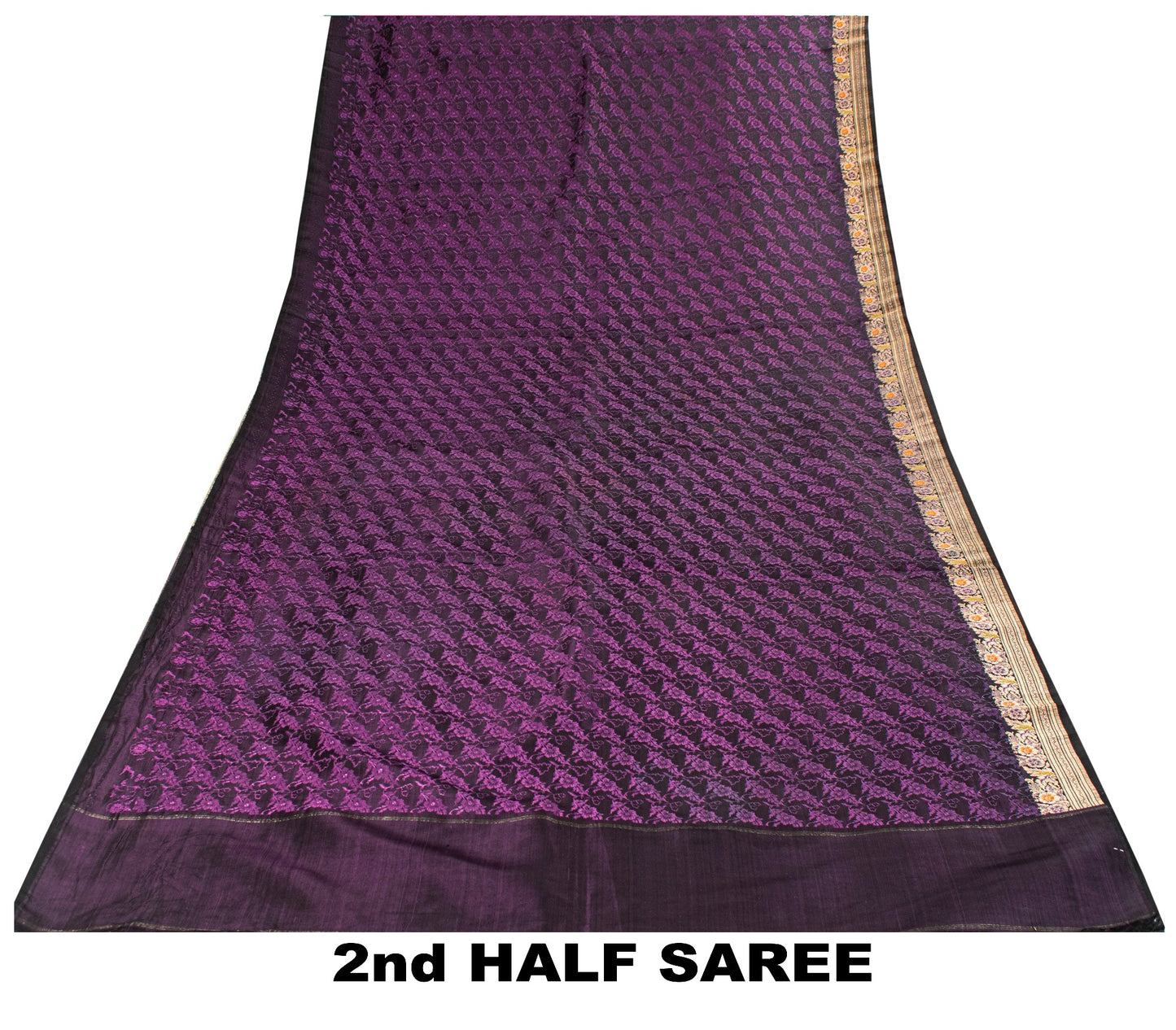Sanskriti Vintage Purple Soft Pure Satin Silk Sarees Banarasi Brocade Zari Hand Woven 5+YD