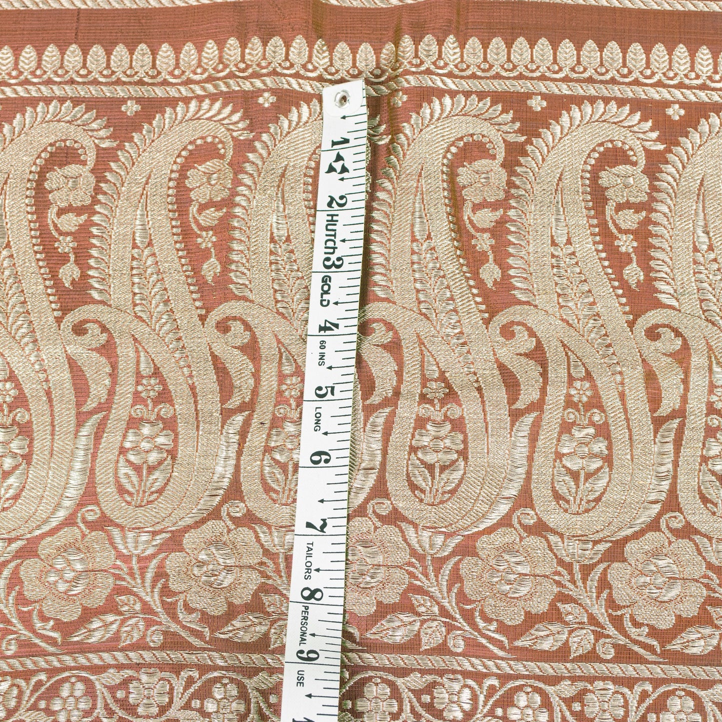Sanskriti Vintage Saree Peach Soft 100% Pure Satin Silk 5+YD Sari Zari Handwoven Brocade Banarasi Fabric Home Decor, Sewing, DIY Projects