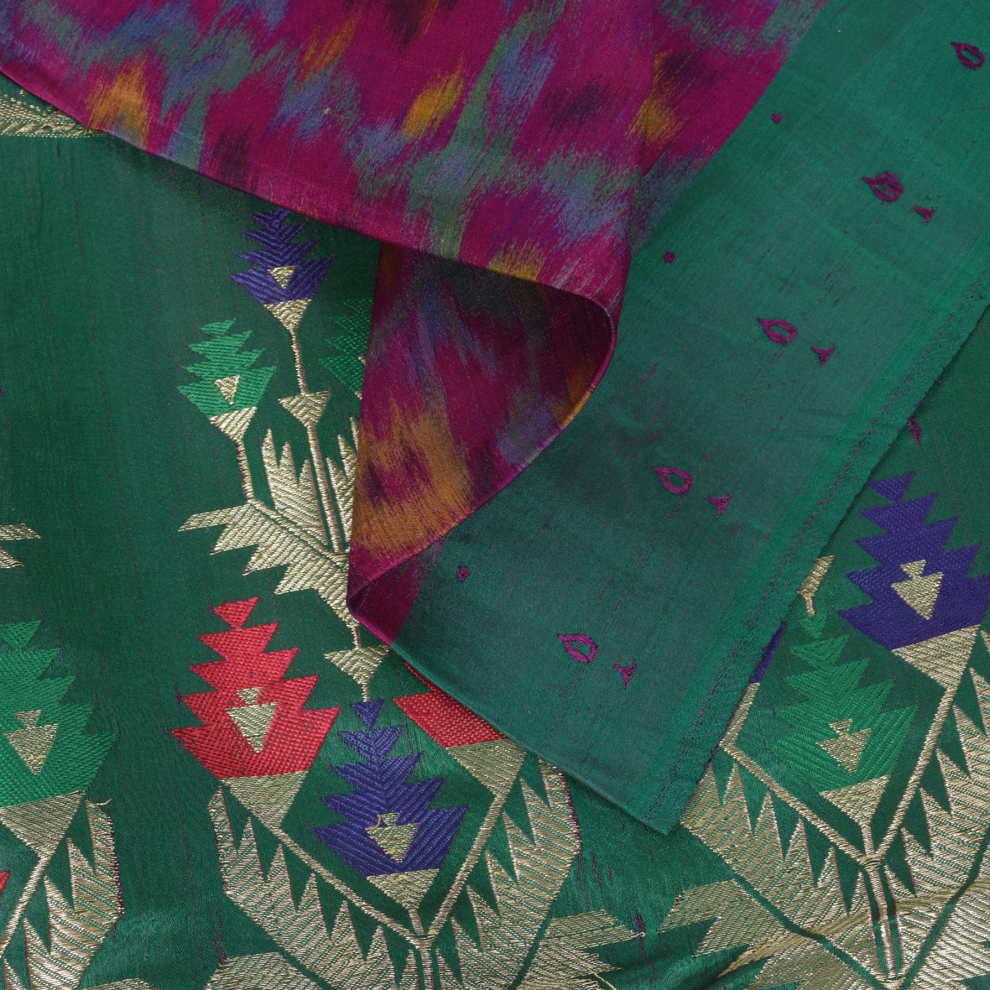 Sanskriti Vintage Katan Silk Saree Rankat Brocade Banarasi Zari Hand Woven 5+YD