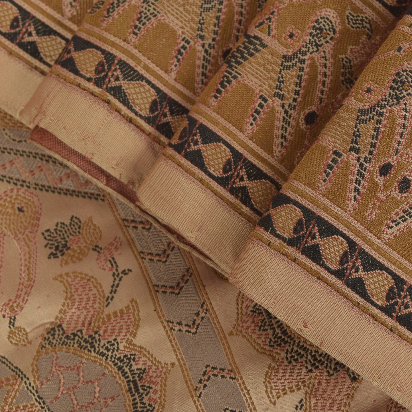 Sanskriti Vintage Pink Soft Pure Satin Saree Banarasi Brocade Hand-Woven 5.5+Yd