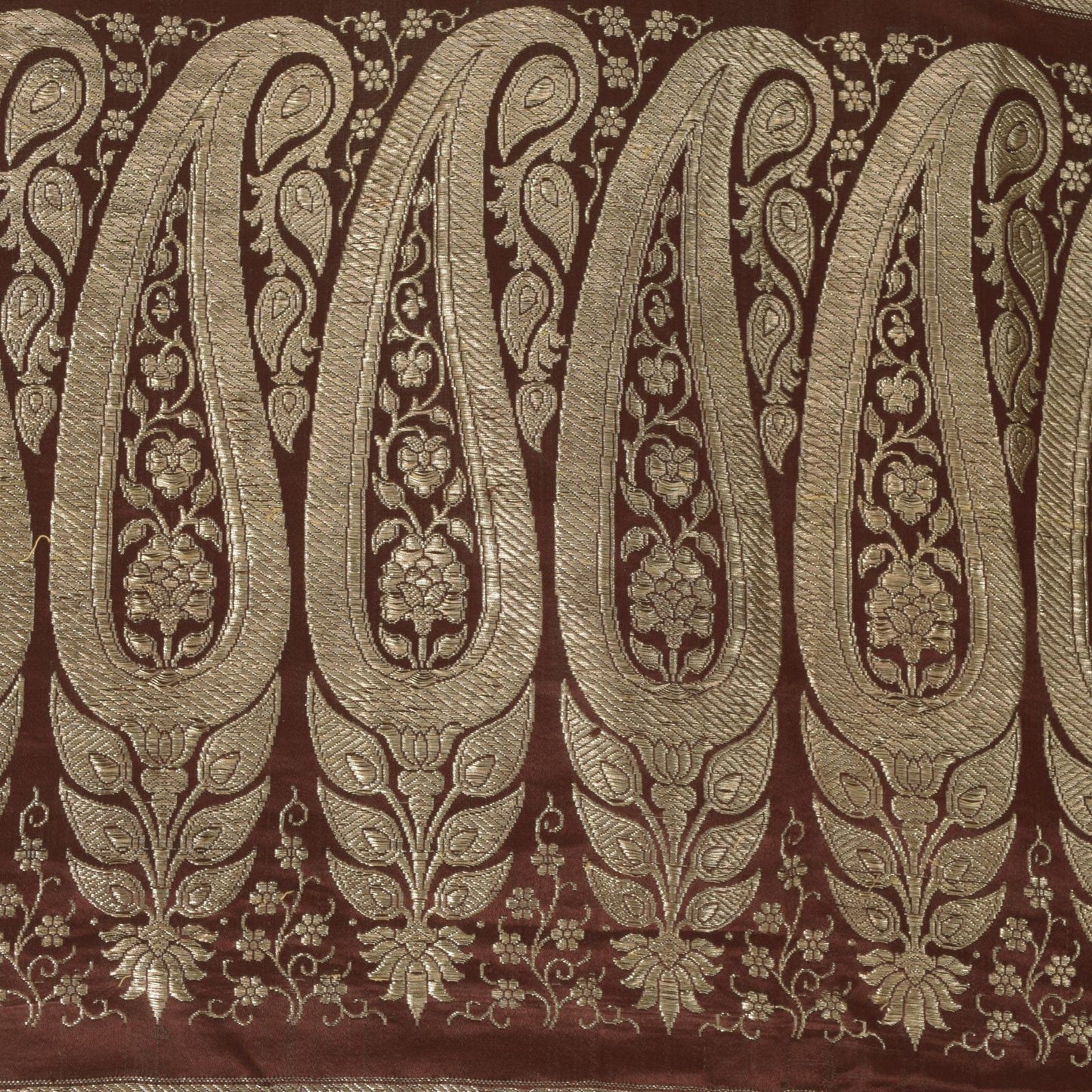 Sanskriti Vintage Brown Soft Pure Satin Saree Banarasi Brocade Zari Handmade 5+Y