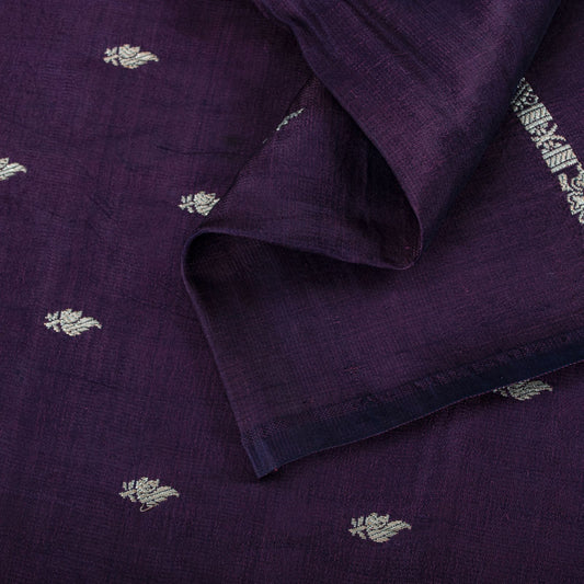 Sanskriti Vintage Purple Pure Silk Saree Banarasi Brocade Zari Hand-Woven Sari