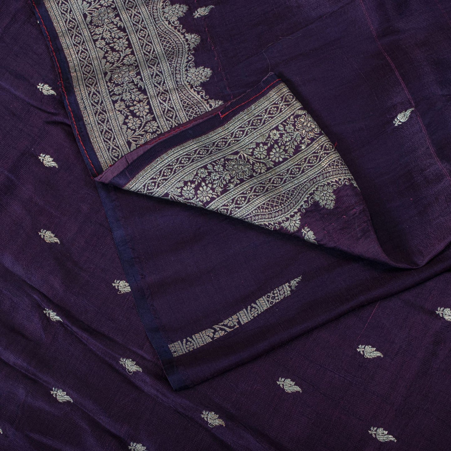 Sanskriti Vintage Purple Pure Silk Saree Banarasi Brocade Zari Hand-Woven Sari