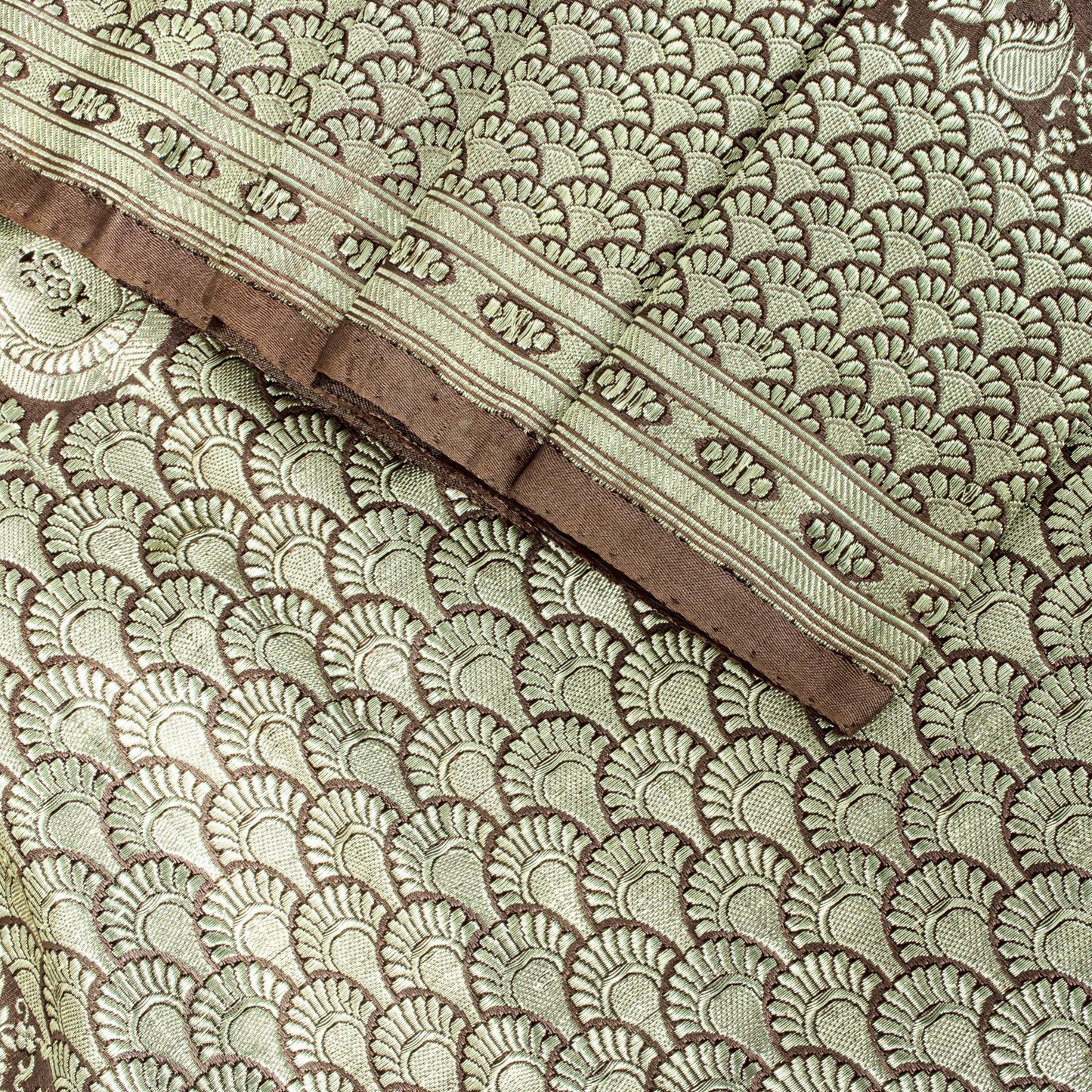 Sanskriti Vintage Saree Brown Pure Silk Banarasi Brocade Zari Hand-Woven 6YDSari
